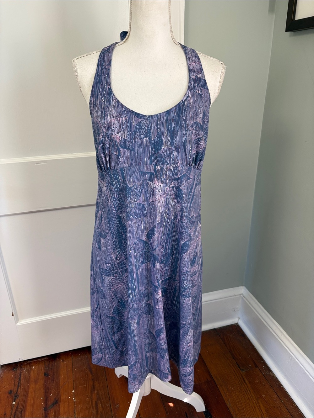 Columbia PFG Purple Floral-Print Racerback Midi Dress Size Large